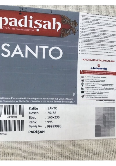 Padişah Halı Santo 75188 995 Serisi Akrilik Salon Oturma Yatak Odası Halısı Gri