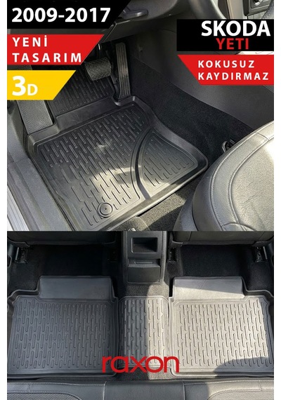 Skoda Yeti 2009-2017 3d Havuzlu Paspas Tam Uyumlu Su Geçirmez, Kaymaz