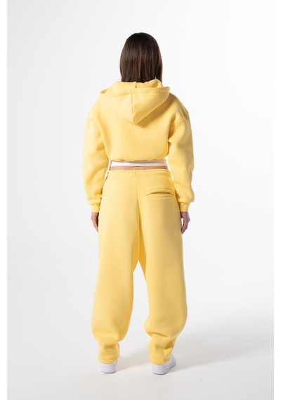 Flaw Nakışlı Zip Crop-28836 Sarı