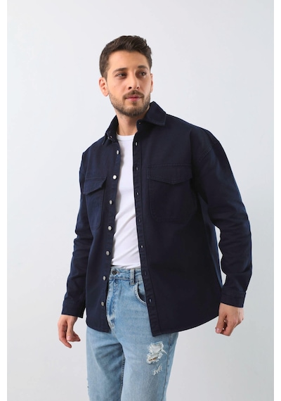Erkek Oversize Jean Gömlek Lacivert 001