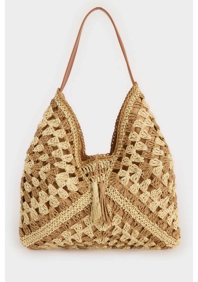 Defacto E1465axnsbg217 Kadın Hasır Omuz Çantası - Bej
