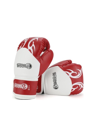 Titan Sport Kırmızı Beyaz İşlemeli Boks Eldiveni Çok Renkli