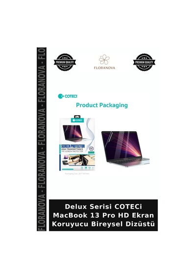 Delux Serisi Coteci Macbook 13 Pro Hd Ekran Koruyucu Bireysel Dizüstü