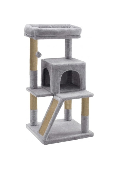 Missidea Nrs-0091 Teraslı Dekoratif Kedi Tırmalama Evi Gri