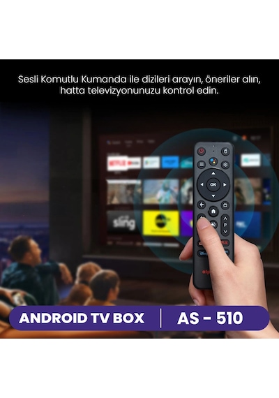 Alpsmart As510 Ultra 4k Android Tv Box 2gb Ram 16gb Hafıza Android 12.0 Ses Komutlu Kumanda Kablosuz İnternet Tv Box