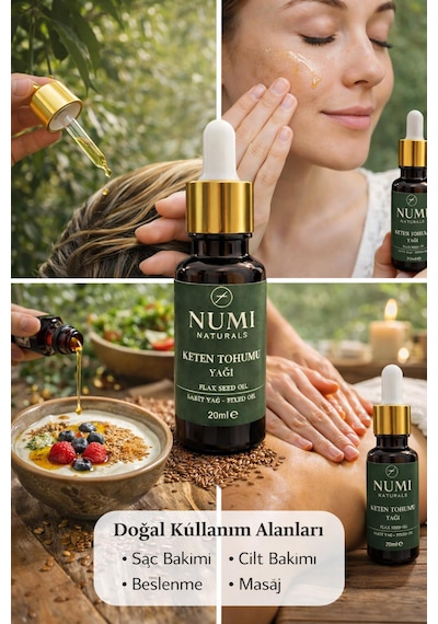 Keten Tohumu Yağı 20 Ml %100 Saf Flax Seed Oil Saç Ve Cilt Bakım Yağı