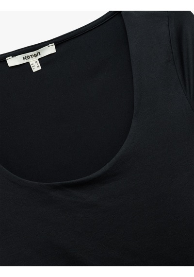 Koton Slim Fit Kısa Kollu U Yaka Basic Crop Tişört Siyah 5sak50453ek SIYAH