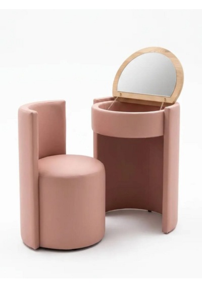 Elegance Aynalı Makyaj Aynası Masası Ve Berjer Pembe
