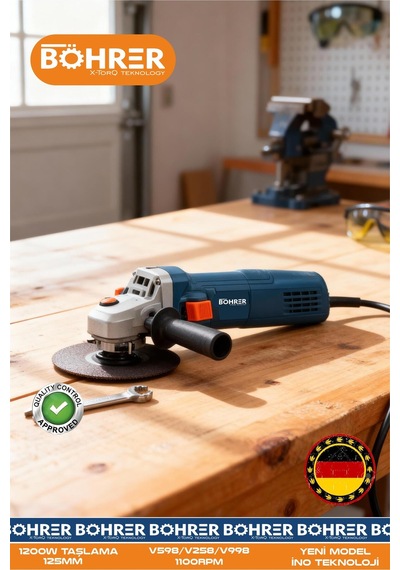 Böhrer Ba011211 Elektrikli 1200w Açılı Taşlama Makinesi - 1100rpm 125mm - 220v
