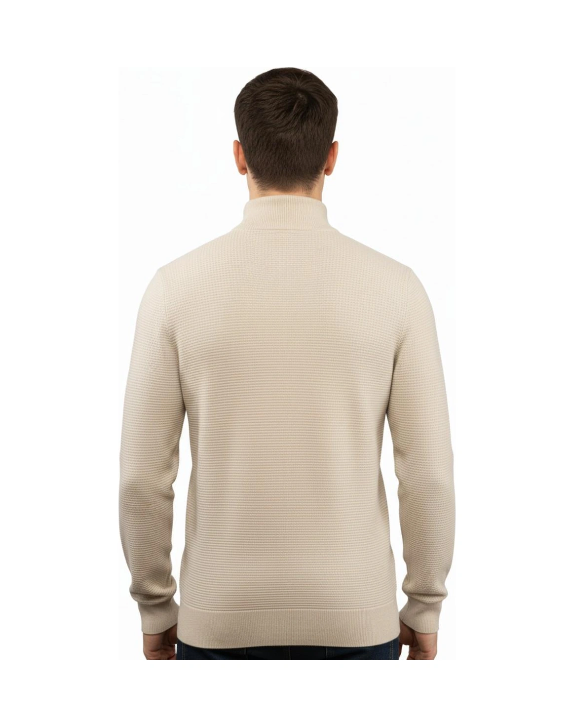Çizgi Erkek Yarım Balıkçı Kazak Triko Klasik Kalıp 5240b Bgl-st04856 Taş Melanj
