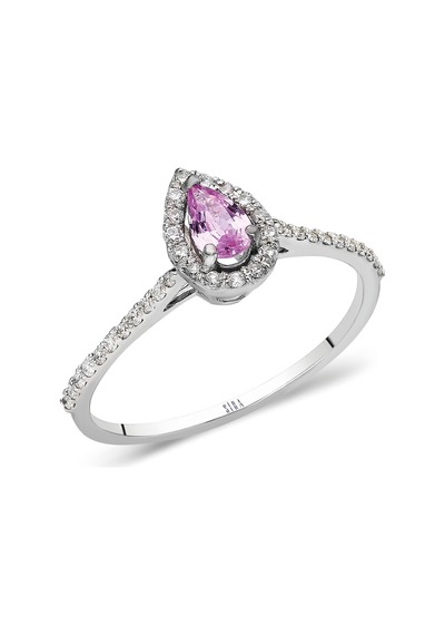 Siramücevherat Pembe Safir Yüzük - Beyaz Altın