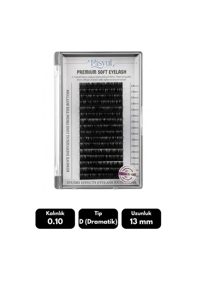 Misyul 0.10d Dramatik Kıvrım 13 Mm Soft Eyelash Doğal İpek Kirpik 16'lı