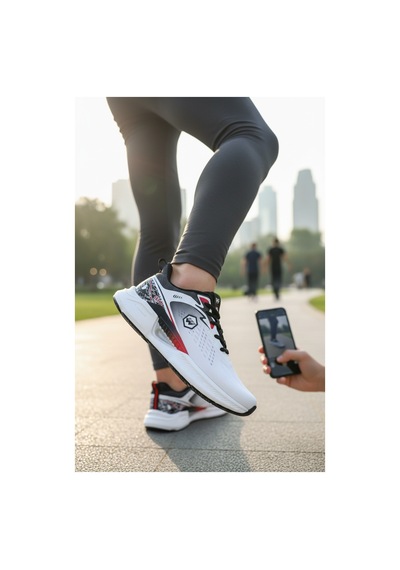 Enoch Erkek Spor Ayakkabı Desenli Ve Logolu Sneaker Koşu Yürüyüş Performans Modeli Beyaz