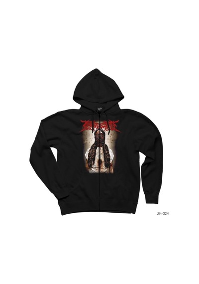 Ingested Cover Siyah Fermuarlı Kapşonlu Sweatshirt