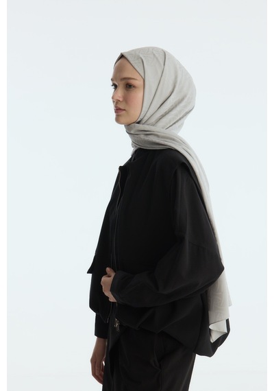 Mirsoy Scarf İpeksi Jakar Şal Sarmaşık Desen Gri