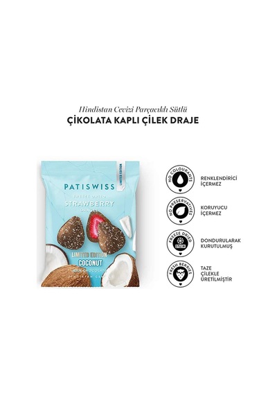 Sütlü Çikolatalı Hindistan Cevizli Çilek Draje, 50g X 3 Adet
