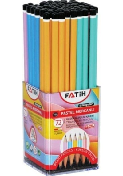 Fatih Üçgen Mercanlı Pastel Renkli Kurşun Kalem 5 Renk 72'li