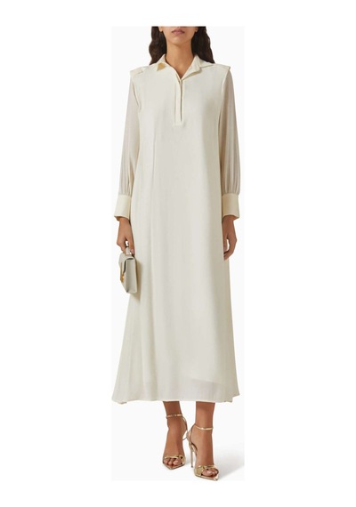 Eegen Studio Ophelia Kemerli Elbise - Crinkle Chiffon Crepe İle Şık Ve Rahat Seçenekler Kırık Beyaz