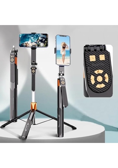 3 Eksen Anti Shake Bluetooth Selfie Çubuğu Tripod 170 Cm, Np-l6s Diğer
