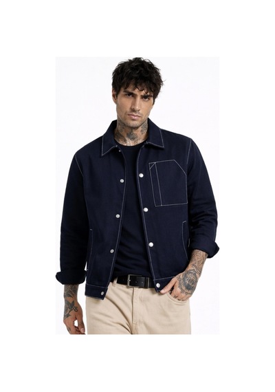 Freemen Erkek Dikiş Detaylı Oversize Gabardin Mevsimlik Ceket & Mont-388 Lacivert