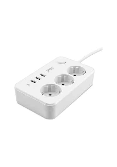 Termal Akım Korumalı Uzatma Kablosu 3 Priz + 3x Usb 2.1a Anahtarlı 2 M - Beyaz 3406-01 Hmngoxxtptprp Diğer