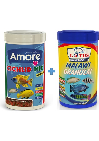 Cichlid Mix Granules 1000ml ve Malawi Granulat 1000ml Balık  Yemi