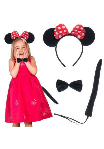 Minnie Mouse Kostüm Seti Taç Kuyruk Papyon Gösteri Seti 5691