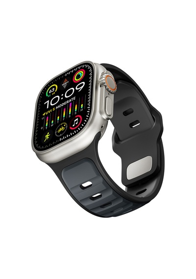 Watch Ultra 49mm F10t Krd-135 Silikon Kordon Strap Kayış - Açık Yeşil-gri