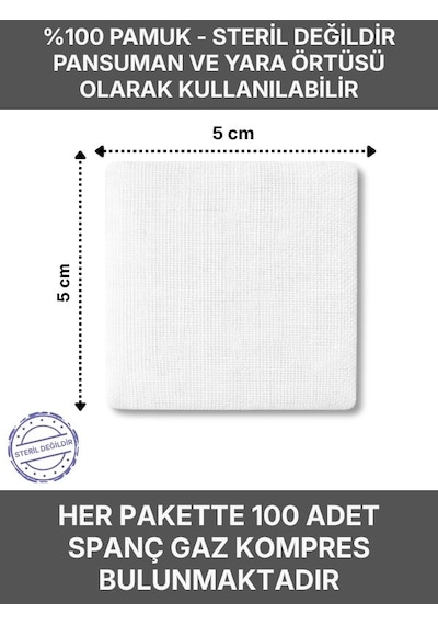 Ağaoğlu Spanç Gazlı Bez 5x5cm 8 Katlı 500 Adet