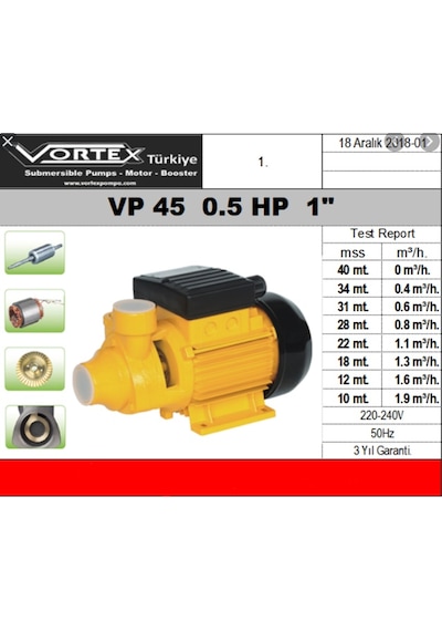 Vortex Vp45 Sürtme Fanlı Pompa 1"