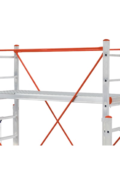 4 Metre Çift Kademeli 12 Basamaklı (6+6) Tekerlekli Alüminyum İskele Platform
