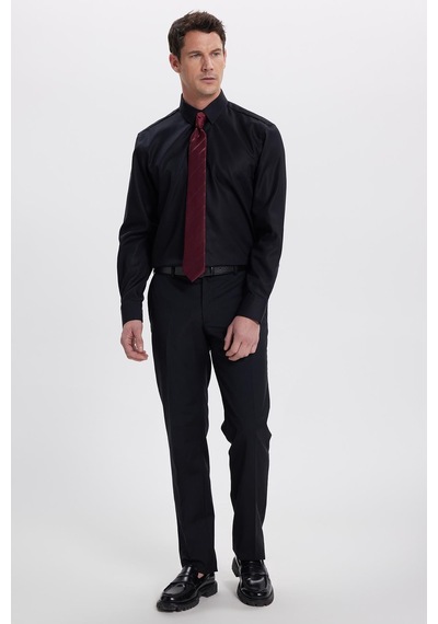 Tudors Slim Fit Siyah Non-ıron %100 Pamuk Doğa Dostu Ekoteks Belgeli Ütü Gerektirmez Gömlek-41964 Siyah