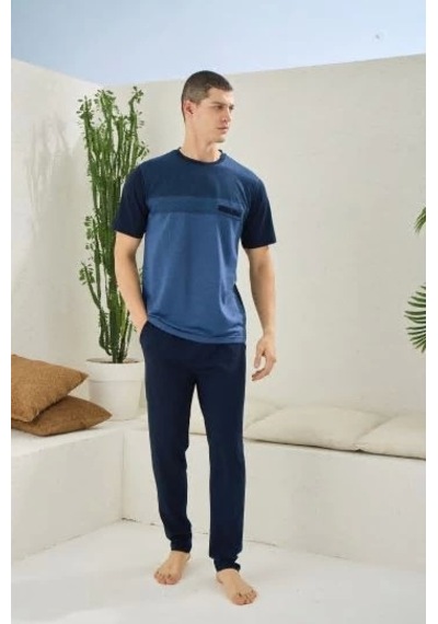 Moon Wear Erkek 2094 Erkek O Yaka Pijama Takım Lacivert