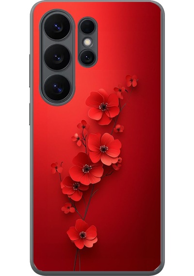 Samsung Galaxy S26 Ultra Uyumlu Kırmızı Kardelenler Baskılı Silikon Kılıf Renkli