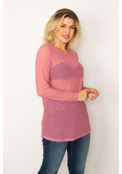 Şans Kadın Pembe Desenli Tül Bluz 65n34253-pembe Pembe