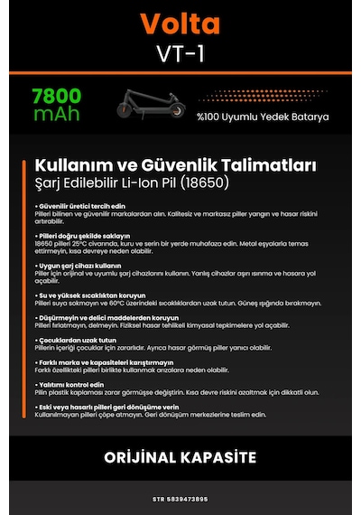 Volta VT-1 /36v 7800mAh Elektrikli Scooter Bataryası