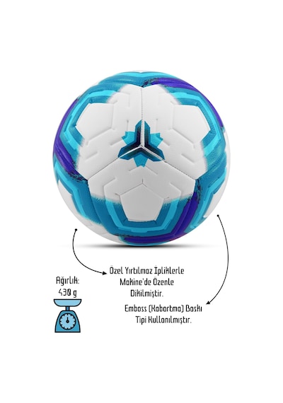 Telvesse Futbol Topu Premiera Sert Zemin Halı Saha Futbol Topu Hibrit Mavi No:5 Mavi