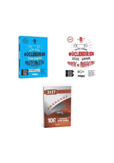 2027 Ankara 8. Sınıf Güçlendiren Matematik + Mantık Sözel Sayısal Ve Muhakeme Soru + Ankapade 3'lü Set