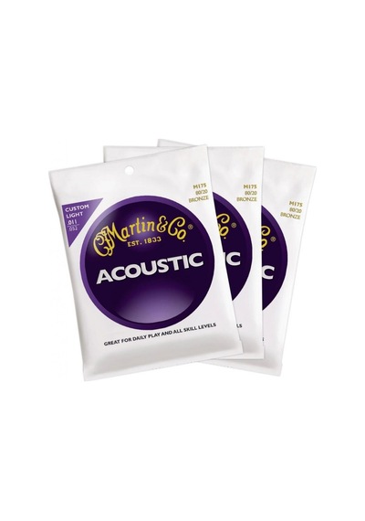 Martin M175Pk3-80/20 Bronze Custom Light 11-52 Akustik Gitar Tel