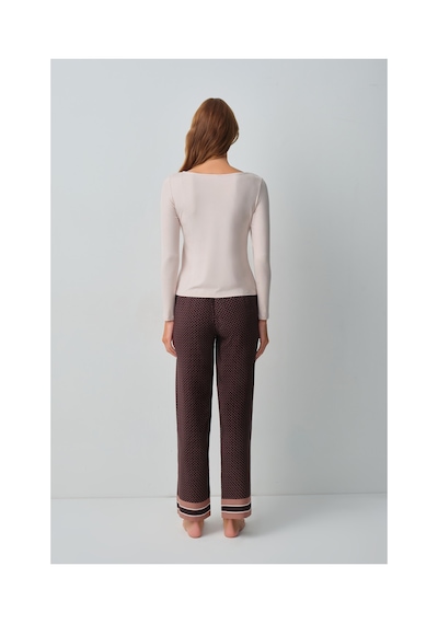 Suwen Monogram Pijama Takımı Wsh1051014391 Kahverengi