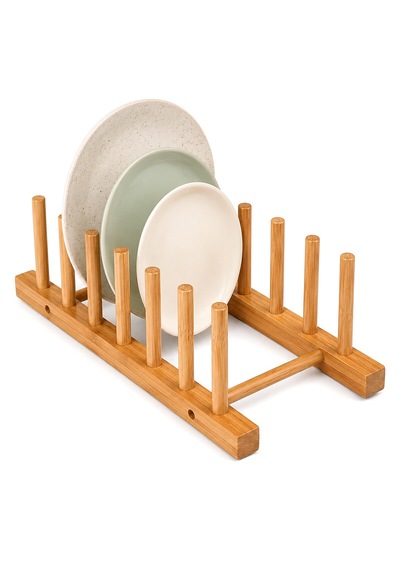 2pcs Bambu - Ahşap Tezgah Üstü Tabaklık - Bulaşıklık Renkli