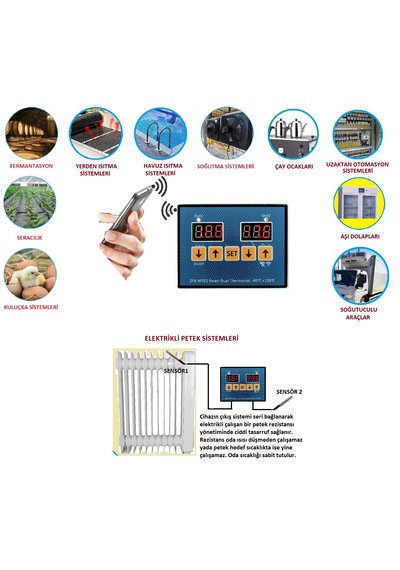 Yate10 Wt-03 Dual Smart 12/24/220v Akıllı Wifi Termostat/timer -40,+120c