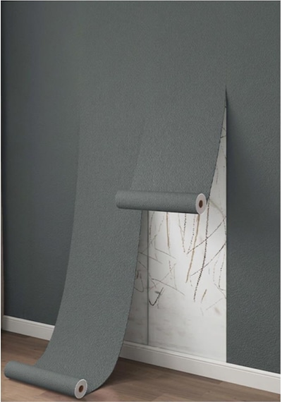 Gri Kendinden Yapışkanlı Duvar Kağıdı Sıva Dokulu Esnek Silinebilir 50x280cm 1,4m2 Rda5 Panel
