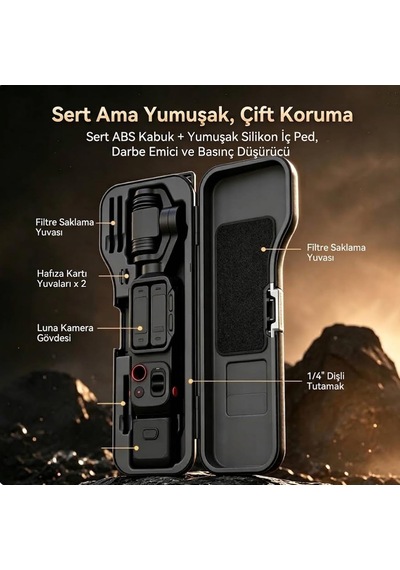 Lexroo Insta360 Luna Ultra İle Uyumlu Sert Koruyucu Taşıma Çantası L-ult