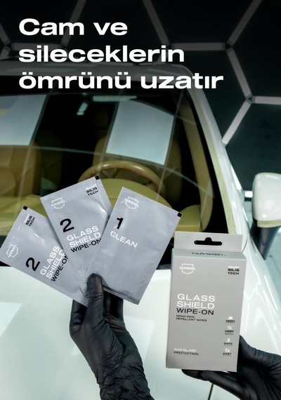 Nasiol Glasshield Wipe On Nano Yağmur Kaydırıcı Mendil Cam Yüzey Seramik Kaplama 1 Yıl Dayanım