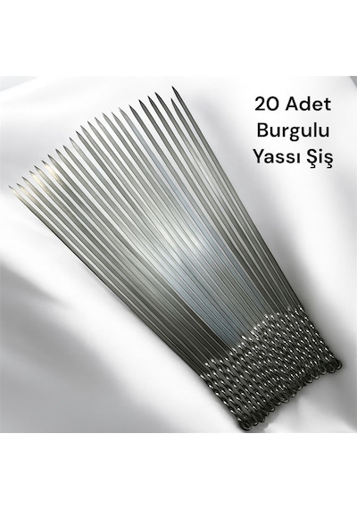 20 Adet Yassı Mangal Şişi,domates Sebze Patlıcan Tavuk Kanat Şişi