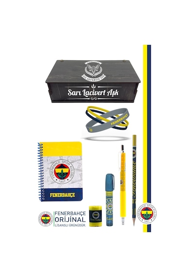Fenerbahçe Orijinal Lisanslı Kalem Bileklik Bloknot Silgi Hediyelik Set Lacivert 002 Lacivert
