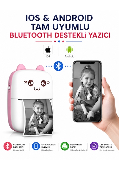 Bluetooth Mini Yazıcı Termal Fotoğraf Yazıcısı