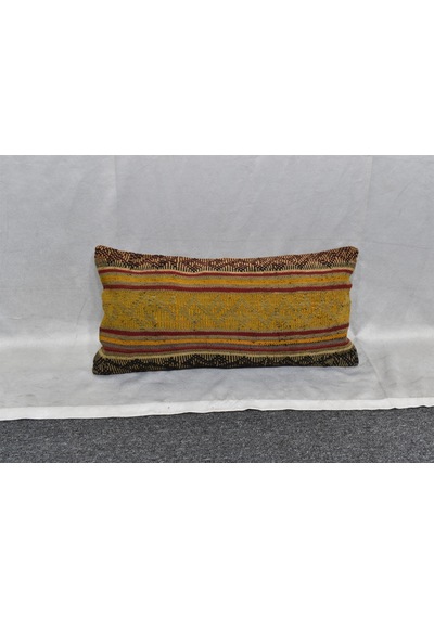 Zehra Abla Halı Yeni El Dokuma Dekoratif Lumbar Kilim Kırlent Yastık Kılıfı 6635 Çok Renkli