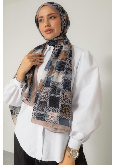 Mimiyum Soft Şal Zincir Leopar Toprak